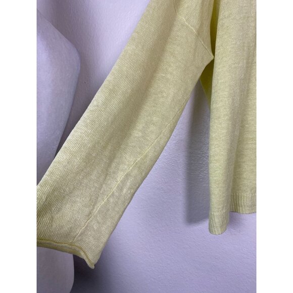 Eileen Fisher Yellow Organic Linen Lightweight Sweater Size Medium Long Sleeve - Picture 9 of 15